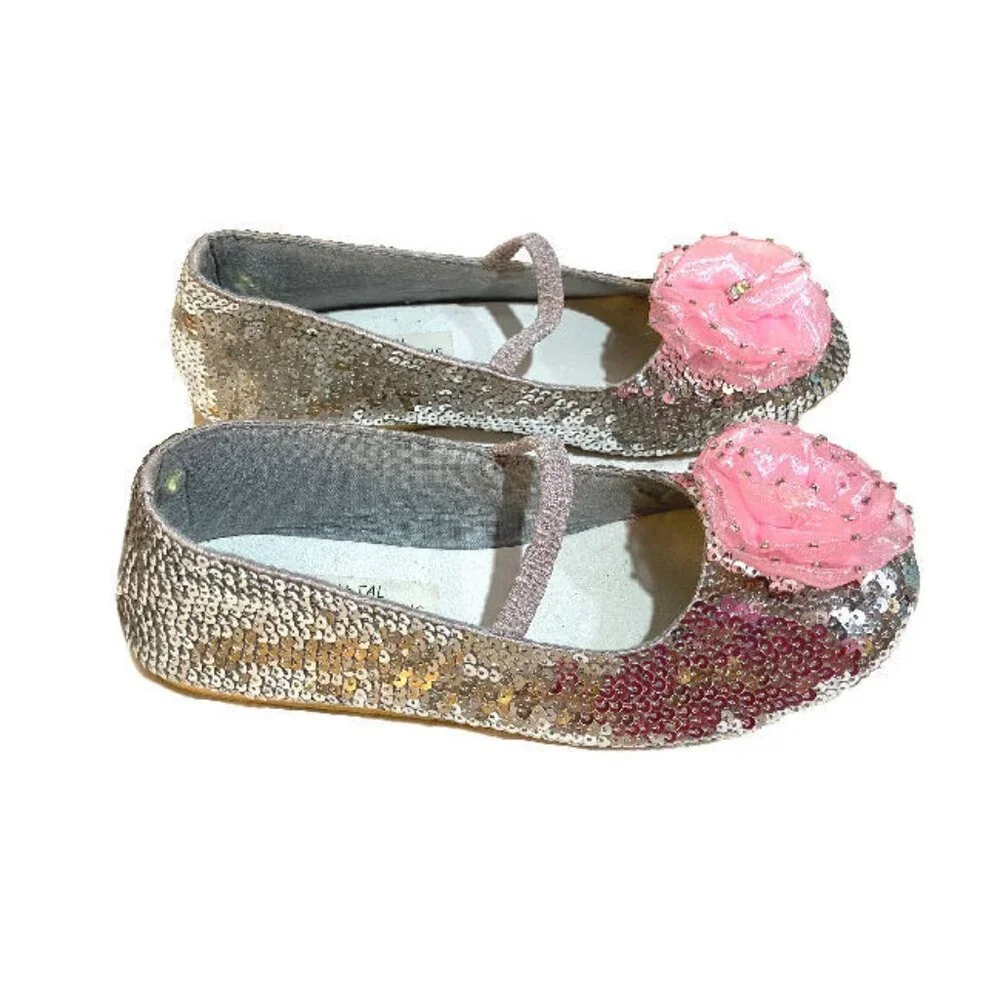 Silver & Pink Super Cute Ballerina Flats Girls 4Inf‎ 5Inf 6Inf 7Tdlr 2yth 3Yth